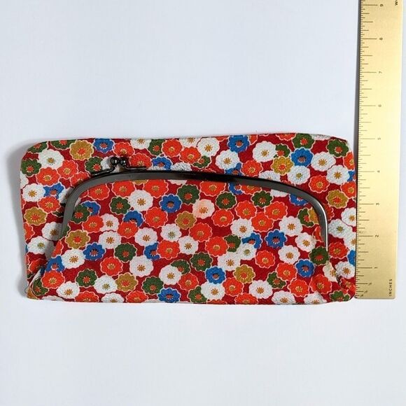 VINTAGE Foldover Orange Floral Kiss Lock Clutch - Picture 4 of 8